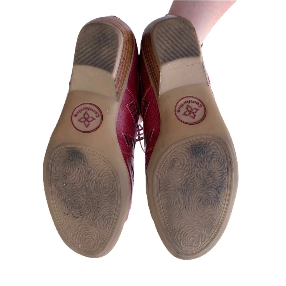 Comfortiva Riley Open Toe Red Leather Laser Cutout Detailed Boho Sandals Size 6 - Picture 9 of 16